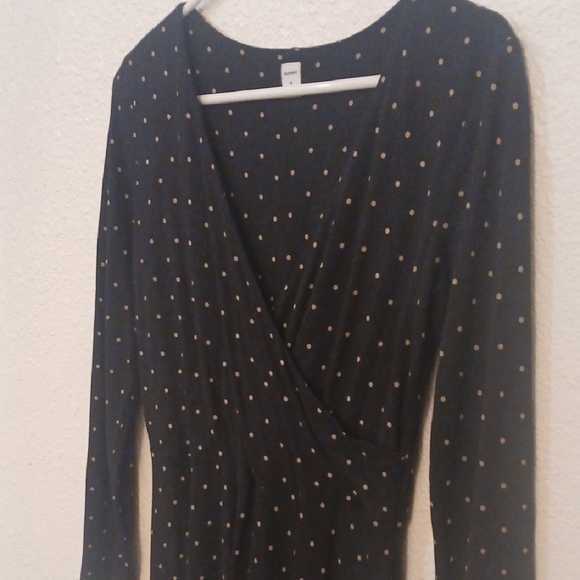 "Make Offer" Old Navy Blue Sheath Dress with Scoop Neck and Cuffed Long Sleeves - Picture 4 of 4